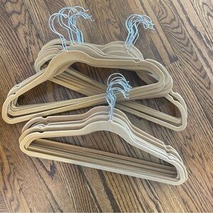 Tan Caramel Velvet Flocked Hangers Set of 30